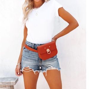 NWT GRAYCEN FAUX LEATHER BELT BAG - RUST